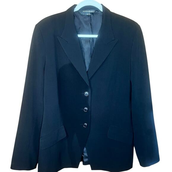 Norma Kamali Three Button Single Breasted Black Blazer Size 14 - Picture 2 of 4